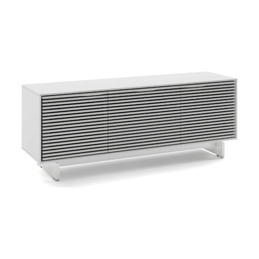 BDI BDIAL7477MESW | Multimedia cabinet - Central drawer - Louvered doors - Satin white-Sonxplus St-Sauveur