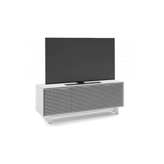 BDI BDIAL7477MESW | Multimedia cabinet - Central drawer - Louvered doors - Satin white-Sonxplus St-Sauveur