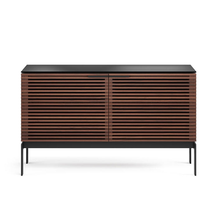 BDI BDICORR7128CHOC | Multimedia cabinet - Louvered doors - Solid wood - Chocolate stained walnut-Sonxplus St-Sauveur