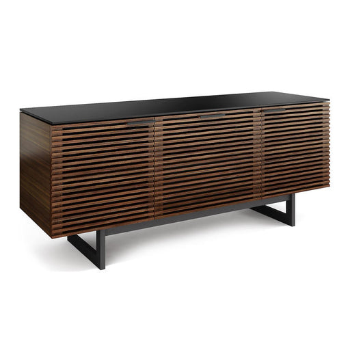 BDI BDICORR8177CHOC | Multimedia cabinet - Louvered doors - Solid wood - Chocolate stained walnut-Sonxplus St-Sauveur