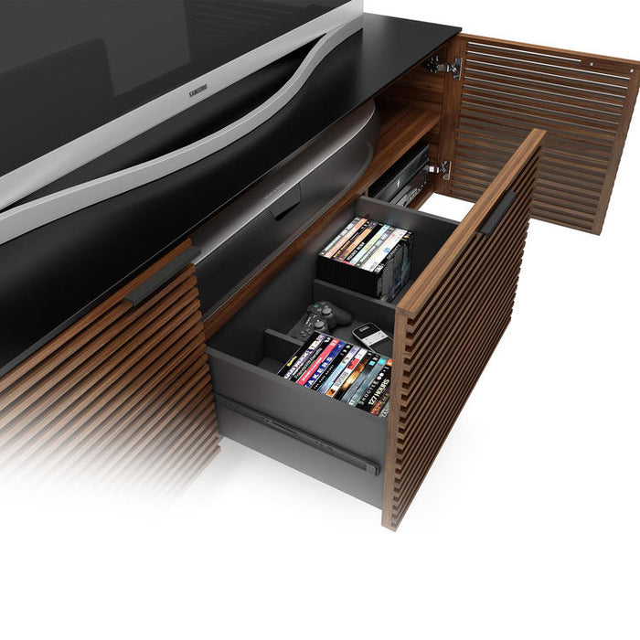 BDI BDICORR8177CHOC | Multimedia cabinet - Louvered doors - Solid wood - Chocolate stained walnut-Sonxplus St-Sauveur