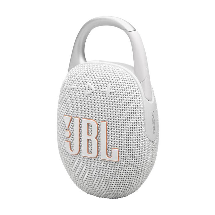 JBL Clip 5 | Portable carabiner speaker - Bluetooth - IP67 - White-Sonxplus St-Sauveur