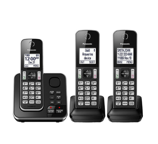 Panasonic KX-TGD393B | Cordless phone - 3 handsets - Answering machine - Black-Sonxplus St-Sauveur