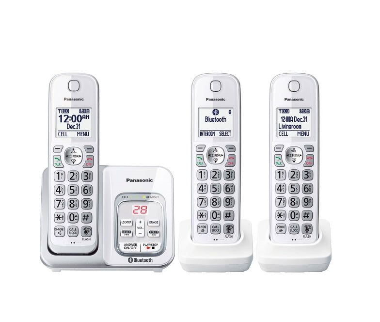 Panasonic KX-TGD593W | Cordless phone - 3 handsets - Cellular link - Answering machine - Bluetooth - White-Sonxplus St-Sauveur