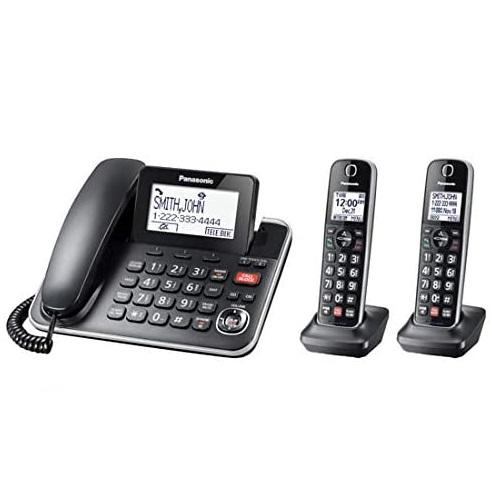 Panasonic KXTGF872B | Combo cordless phone - 1 fixed handset and 2 cordless handsets - Answering machine - Black-Sonxplus St-Sauveur