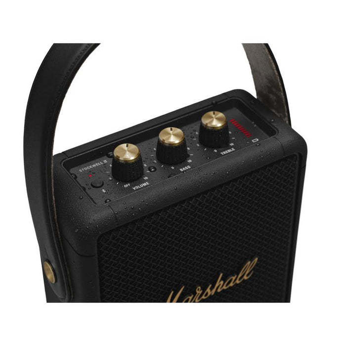 Marshall Stockwell II | Portable Speaker - Bluetooth - True Stereophonic - Carrying Strap - Black/Brass-Sonxplus St-Sauveur