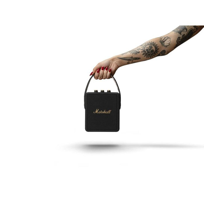 Marshall Stockwell II | Portable Speaker - Bluetooth - True Stereophonic - Carrying Strap - Black/Brass-Sonxplus St-Sauveur