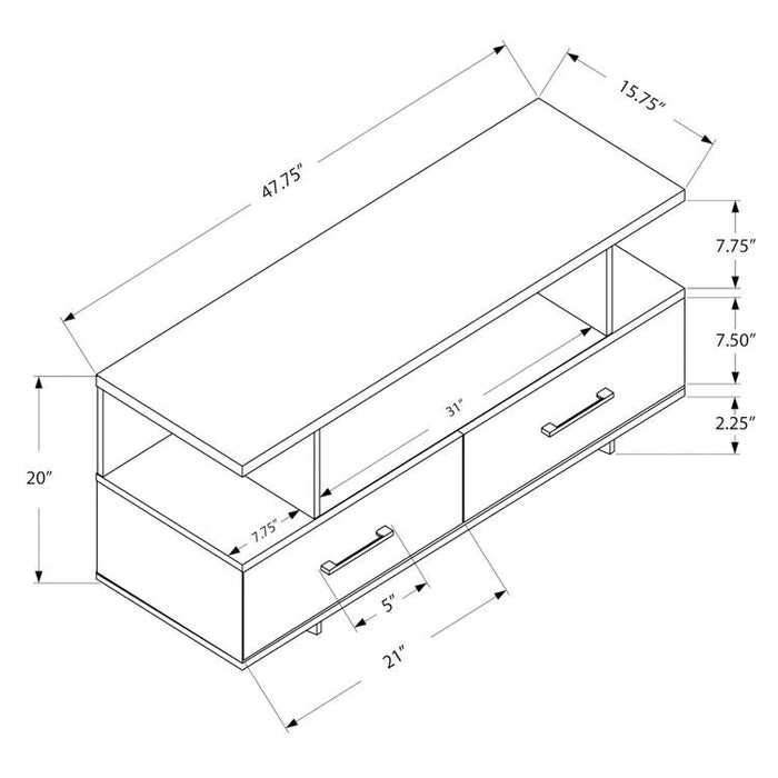 Monarch Specialties I 2608 | TV stand - 48" - 2 Storage drawers - Gris-Sonxplus St-Sauveur