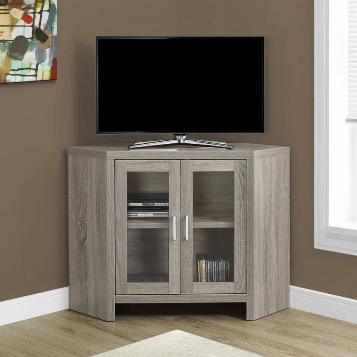 Monarch Specialties I 2701 | TV stand - 42" - Corner - Glass doors - Dark taupe-Sonxplus St-Sauveur