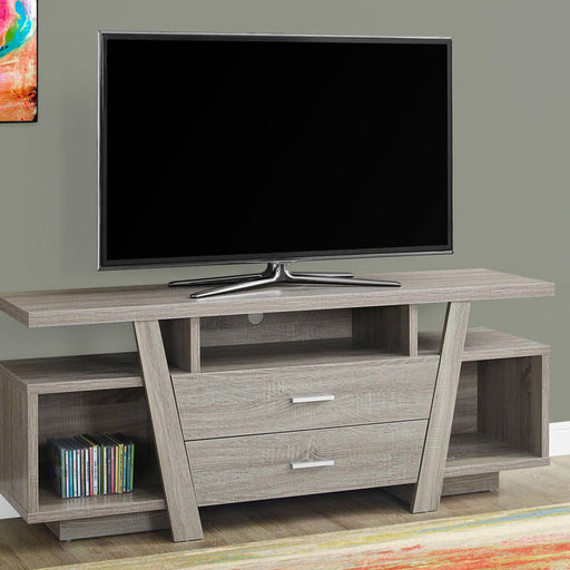 Monarch Specialties I 2721 | TV stand - 60" - 2 Storage drawers - Dark taupe-Sonxplus St-Sauveur