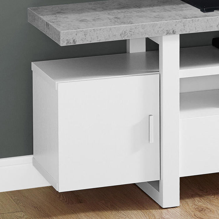 Monarch Specialties I 2725 | TV stand - 60" - Simulated cement top - White-Sonxplus St-Sauveur