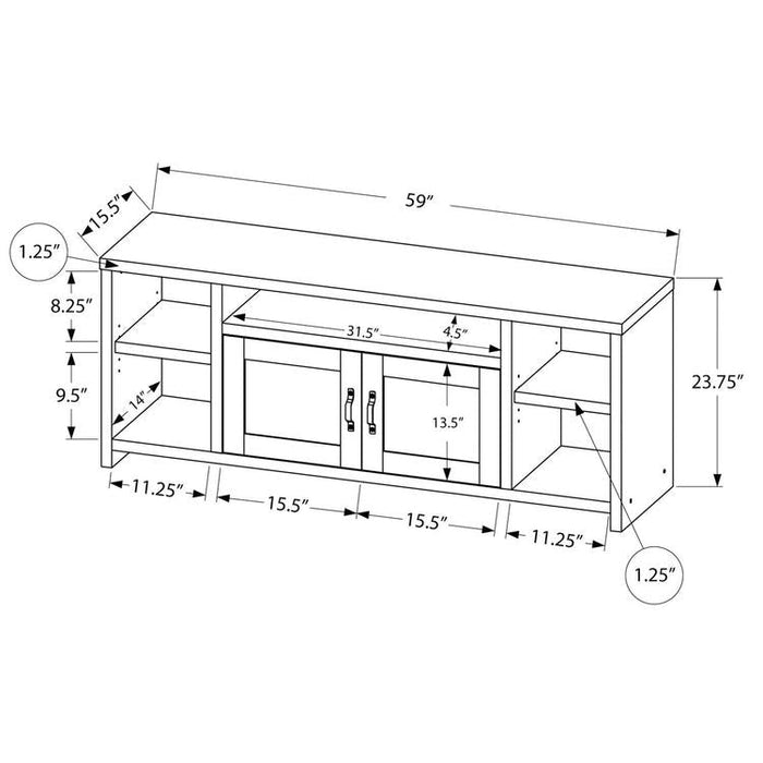 Monarch Specialties I 2744 | TV stand - 60" - Imitation wood - Golden pine-Sonxplus St-Sauveur