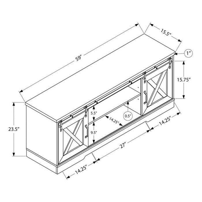 Monarch Specialties I 2745 | TV Stand - 60" - 2 Sliding Doors - Expresso-Sonxplus St-Sauveur