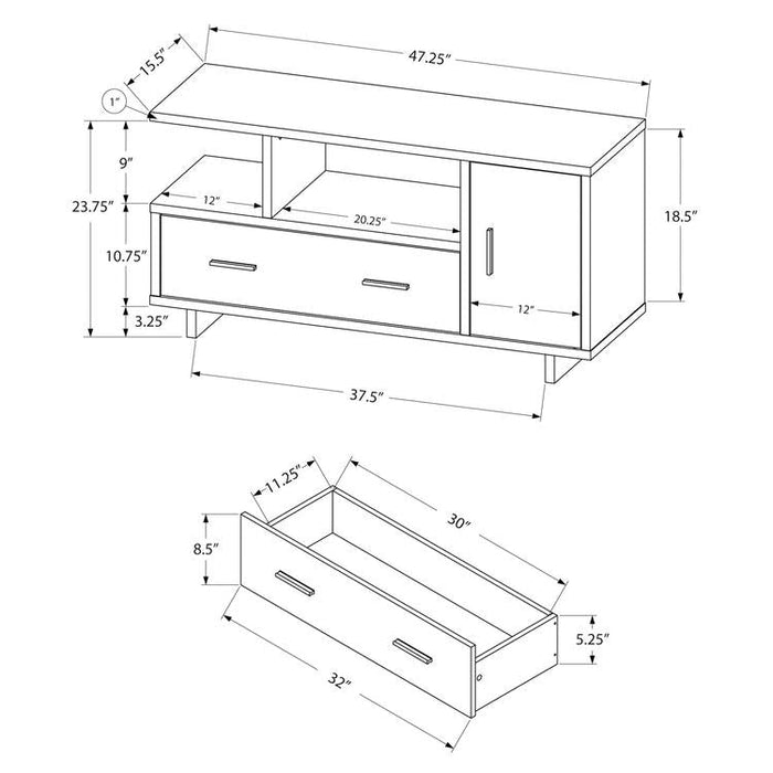 Monarch Specialties I 2800 | TV stand - 48" - With storage - White-Sonxplus St-Sauveur