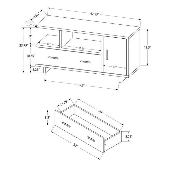 Monarch Specialties I 2803 | TV stand - 48" - With storage - Imitation wood - Brown/Black-Sonxplus St-Sauveur