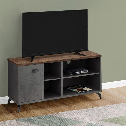 Monarch Specialties I 2830 | TV stand - 48" - Imitation wood - Medium brown - Grey imitation concrete-Sonxplus St-Sauveur