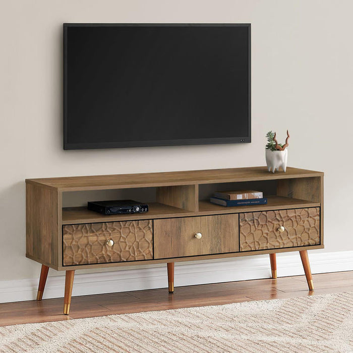 Monarch Specialties I 2835 | TV stand - 48" - 3 Drawers - Mid-century concept - Imitation walnut-Sonxplus St-Sauveur