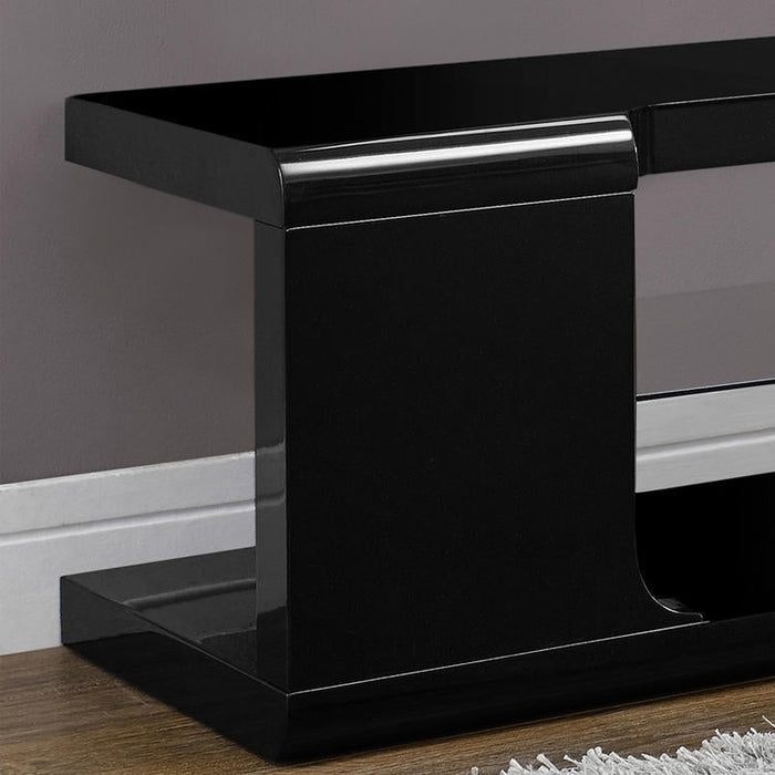 Monarch Specialties I 3536 | TV stand - 60" - Tempered glass - Gloss black-Sonxplus St-Sauveur