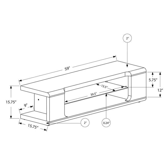 Monarch Specialties I 3536 | TV stand - 60" - Tempered glass - Gloss black-Sonxplus St-Sauveur