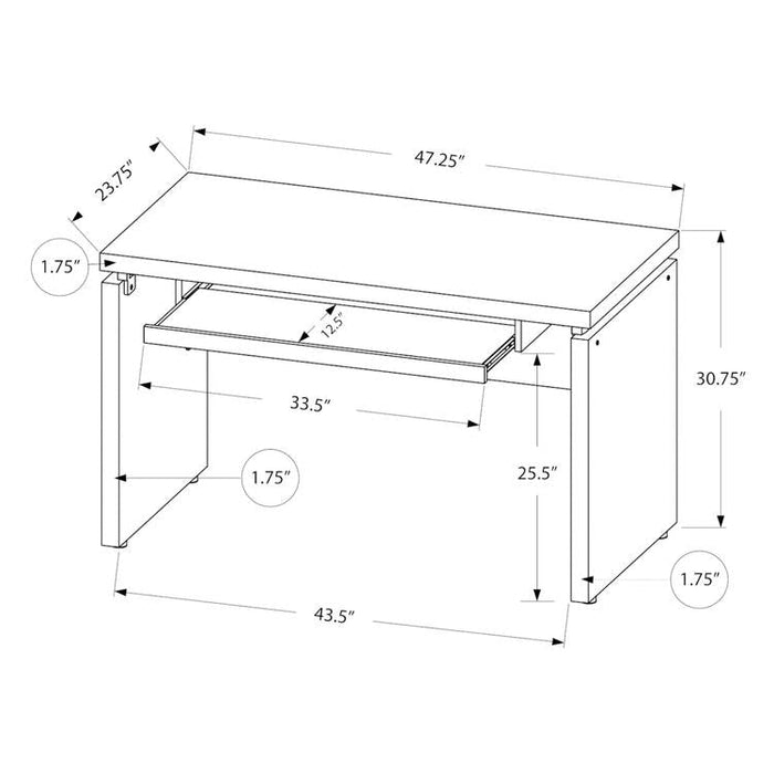 Monarch Specialties I 7439 | Computer cabinet - Compact - Large keyboard tray - Grey top - Black-Sonxplus St-Sauveur