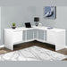 Monarch Specialties I 7582 | Computer cabinet - 70" - Corner - L-shaped design - Reversible configuration - With drawers - Gloss white finish-Sonxplus St-Sauveur