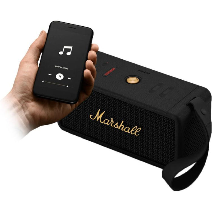 Marshall Middleton | Portable Speaker - Bluetooth - 20 Hours autonomy - Black/Brass-Sonxplus St-Sauveur