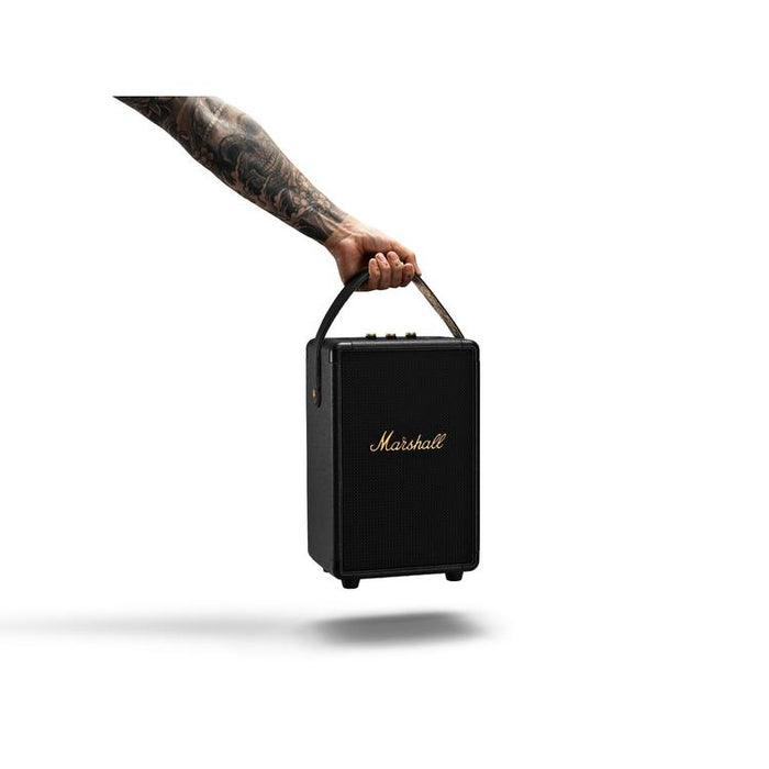 Marshall Tufton | Portable Speaker - Bluetooth - With shoulder strap - IPX2 - 20 Hours autonomy - Black/Brass-Sonxplus St-Sauveur