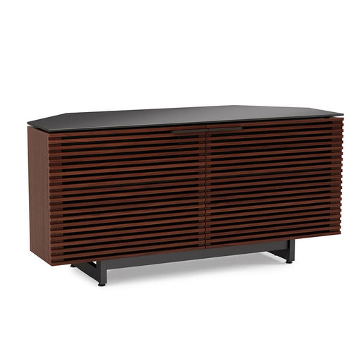 BDI BDICORR8175CHOC | Multimedia cabinet - Tapered corners - Adjustable shelves - Chocolate stained walnut-Sonxplus St-Sauveur