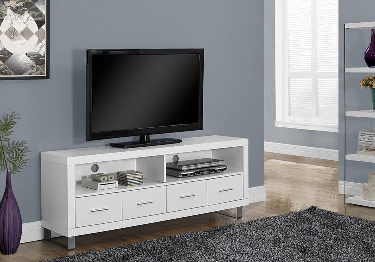 Monarch Specialties I2518 | TV stand - 60" - 4 Drawers - White-Sonxplus St-Sauveur