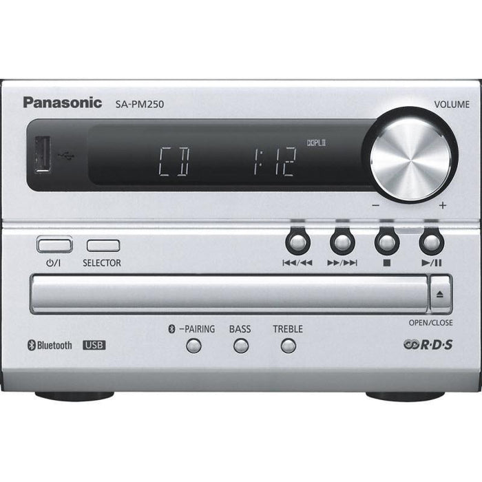 Panasonic SC-PM250 | Mini-chain - Bluetooth - CD Player - FM Radio - USB -20 W - Silver-Sonxplus St-Sauveur