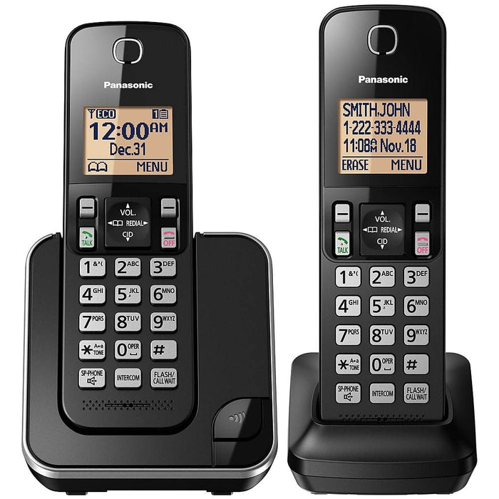 Panasonic KX-TGC382B | Cordless phone - 2 handsets - Black-Sonxplus St-Sauveur