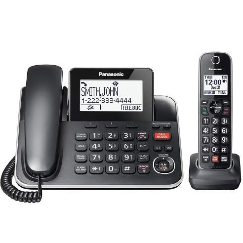 Panasonic KXTGF870B | Combo cordless phone - 1 fixed handset and 1 cordless handset - Answering machine - Black-Sonxplus St-Sauveur